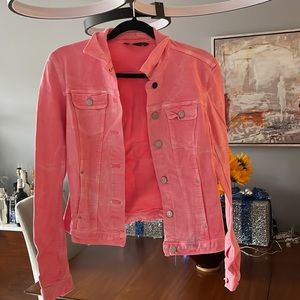 Armani Exchange pink/coral denim jacket. Size S.